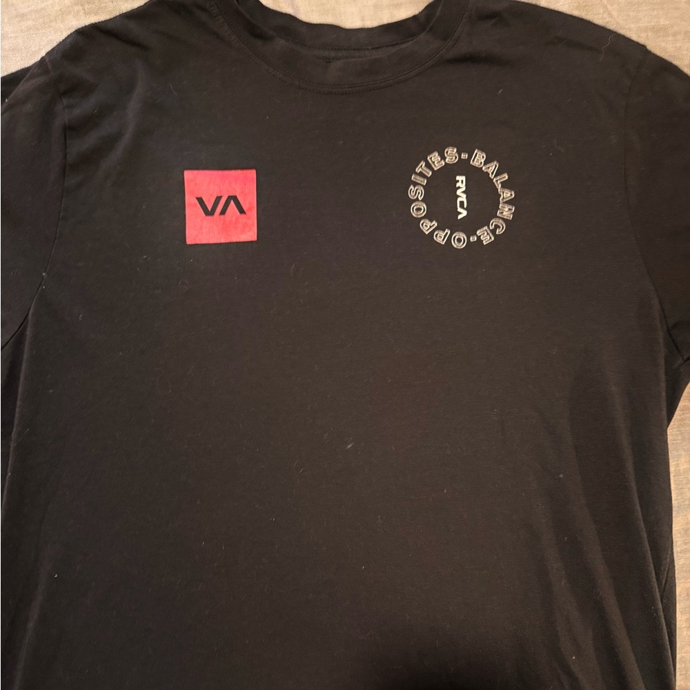 RVCA Black Tee with Red Logo